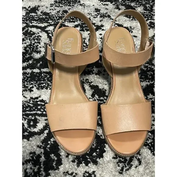 Franco Sarto Leather Black Heel Sandals Sz 9.5 - Picture 2 of 8